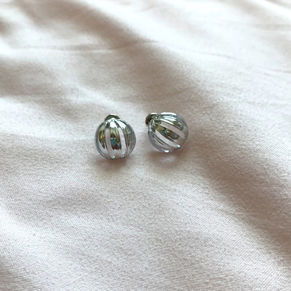 silver semi circle earrings - Picture 1 of 2